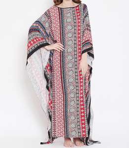 Traje de baño de seda para playa, caftán de manga corta con estampado africano, Maxi vestido de verano - Product Image 1