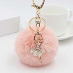 Nhà Máy Hàn Quốc Phong Cách Keyring Phụ Nữ Fluffy Keychain Mềm Puffy Đồ Chơi Plush Keychain Với Khiêu Vũ Cô Gái Mặt Dây Chuyền - Product Image 2
