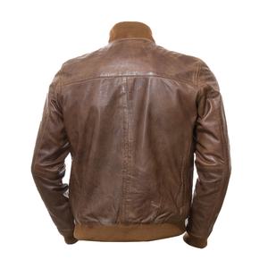 Chaqueta Bomber cálida de invierno para hombre en varios colores cuello alto con tela de cuero de piel de vaca nueva chaqueta de lona - Product Image 2