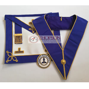 Masonic Regalia Craft Provincial Full Dress Collar Embroidered <b>Leather</b> <b>Apron</b> with Fabric Embroidery Patch Custom Masonic Regalia - Product Image 4