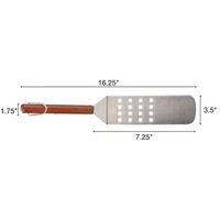 Spatule longue en acier inoxydable 18/0 de qualité alimentaire avec manche en bois de rose pour la cuisson au barbecue en plein air, fabriquée à Taïwan