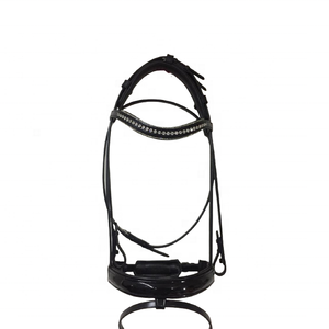 Frontal en cuir de qualité supérieure, confortable, de 6 mm, en forme de U, personnalisable, avec rembourrage design pour le nez, élégant pour l'équitation - Product Image 1
