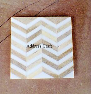 Checkered Pattern <b>Coaster</b> Natural Wood Decorative Tea <b>Coaster</b> <b>Drinking</b> <b>Coaster</b> For Luxury Home Hotel Restaurant Tableware Use - Product Image 5