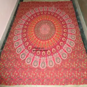 Nuovo rotondo Mandala stampato tinta unita in cotone lenzuola/arazzi arazzi da parete all'ingrosso dall'India