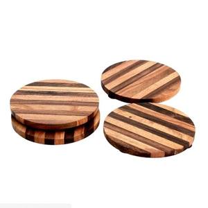 ชุดจานรองแก้วไม้ธรรมชาติทรงกลม 4 ชิ้น สไตล์หรูหรา ขายดี คุณภาพสูงสุด สำหรับตกแต่ง - Product Image 5