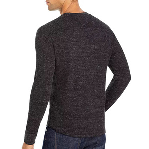 Soldes d'été : T-shirt noir à col rond, T-shirt anthracite à manches longues en pur coton. Vêtements - Product Image 5