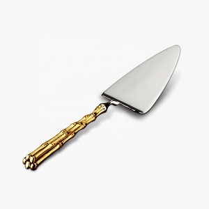 Design Silver <b>Mirror</b> Polished Gifts to Use Everyday Gold Brass <b>Bamboo</b> Design Handle Cake Server Wedding Cake Server Set - Product Image 6