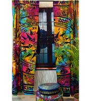 Grand rideau mandala à suspendre pour mur, porte ou fenêtre, draperie multicolore, décoration intérieure, 100% coton, par les consignataires indiens
