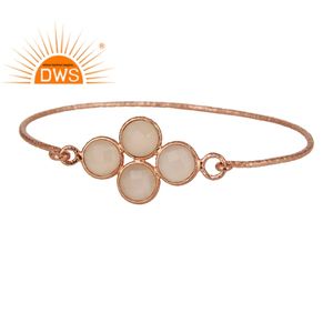 Bracelet en argent Sterling 925 plaqué or Rose 18k, bijou pour femmes, pierres précieuses, calcédoine Rose, offre spéciale - Product Image 1