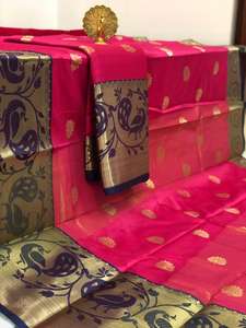 Banarasi soie fête porter Saree indien femmes portent Sari plus beau Look pas cher bas prix en gros Surat Alphanumero - Product Image 6