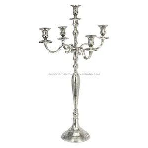 Prata Antique Piso Acabado Casamento Candelabro Piso Candelabro Peça central Vela alta Candelabro Handmade