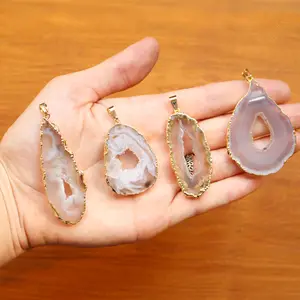 Agaat Geode Slice Druzy Hanger