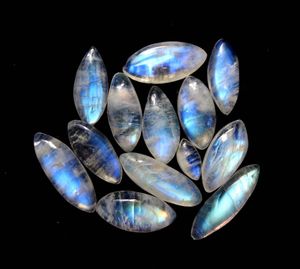 พลอยมูนสโตนสีรุ้งธรรมชาติอัญมณีหลวมตัดเรียบสำหรับทำเครื่องประดับ - Product Image 3