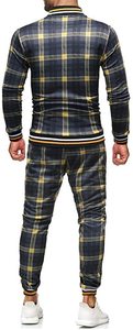 Factory Direct Sale Men's Slim Fit Fitness High Neck Full Front Zipper Ribbed Track Suit Zip <b>Up</b> Enclosure Side Stripe Sweat Suit - Product Image 4