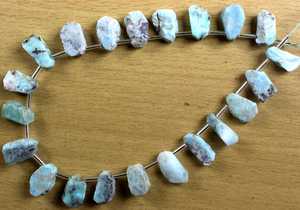 ลูกปัดอัญมณีลาริมาร์สีน้ำเงิน21ชิ้นรูปทรงไม่สม่ำเสมอตามธรรมชาติพร้อมสว่านเจาะด้านบนหยาบสำหรับการทำเครื่องประดับ - Product Image 4