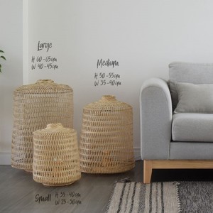 Lámpara de pie de madera tejida de bambú, cesta de pesca ligera hecha a mano, ratán rústico tejido Natural - Product Image 5