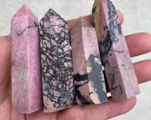 Rhodonite <b>Crystal</b> Tower Hand Polished Pink Black Gemstone Point Decorative Display Stone for Meditation and Collectors - Product Image 3