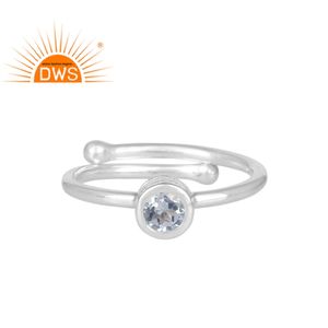 รอบตัดธรรมชาติสีฟ้าบุษราคัมแหวนอัญมณีผู้ผลิตเครื่องประดับเงิน925ผู้ผลิต - Product Image 1