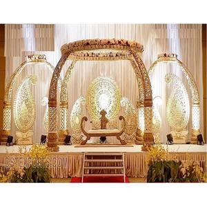Exclusive Southern Wedding Fiber Mandap Set Fusion Wedding Elephant Trunk Mandap Decoration Golden Elephant Tusk Wedding Mandap - Product Image 1