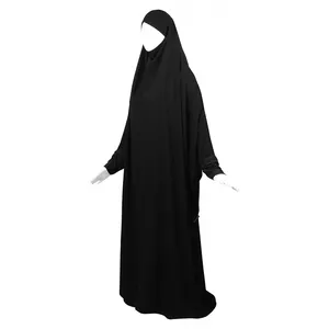 长头巾两件套黑色Jilbab穆斯林祈祷连衣裙
