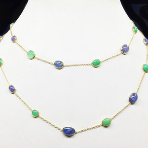 Custom-made 925 Sterling Silver Gold Plated Lightweight Wholesaler Everyday Wear Supplier Cabochon Tanzanite Gemstones <b>Necklaces</b> - Product Image 1