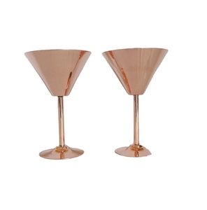 Copas de vino de cobre puro pulido brillante o mate de alta calidad, Copas de lujo de estilo indio, aspecto caliente, para boda y fiesta, Sup - Product Image 1