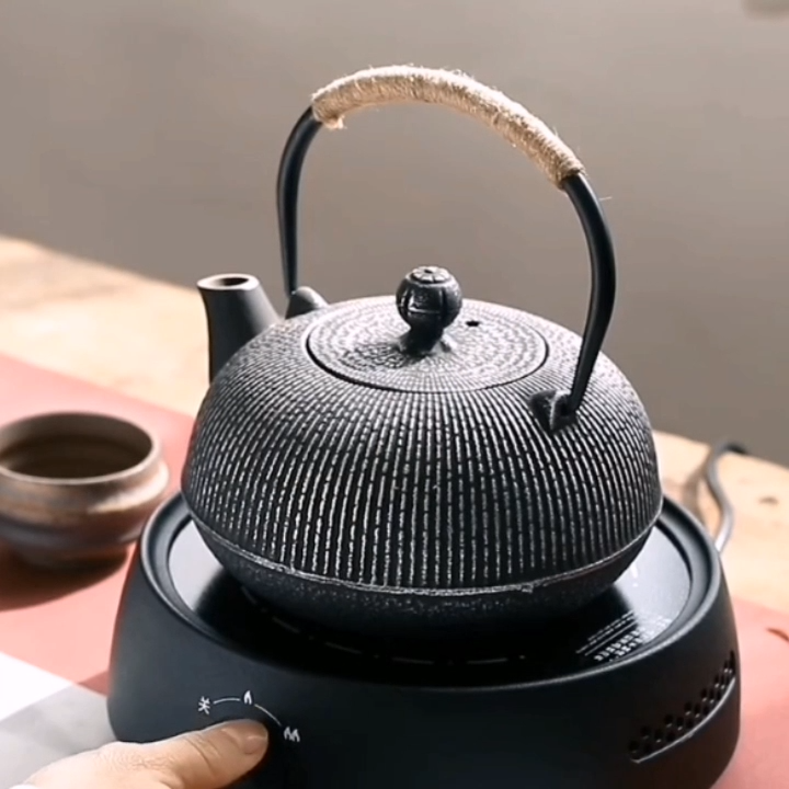 Théière En Fonte Japonaise 300ml - Avec Infuseur, Dorée, Pour Cuisinière (feu), Sécurité Alimentaire