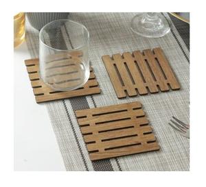 Juego de posavasos de madera hechos a mano, diseño moderno, forma cuadrada, para tazas de té y tazas, para uso en el hogar y hoteles. - Product Image 1