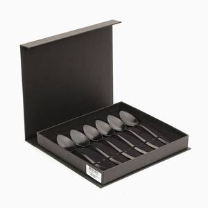 Juego de cubiertos de acero inoxidable para restaurante, juego de cubiertos con caja negra, 6 piezas - Product Image 1