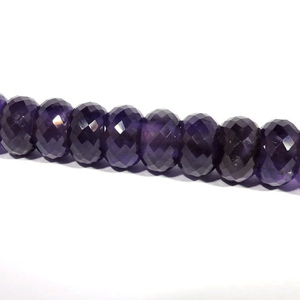 Cuentas de Amatista Púrpura Natural, Corte Facetado, Forma Rondelle, 14x8mm, Orificio Grande de 5mm - Product Image 1