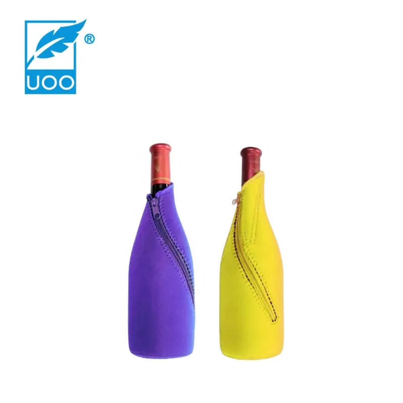 UOO neopren süblimasyon boş şarap şişesi soğutucu fermuarlı 3mm