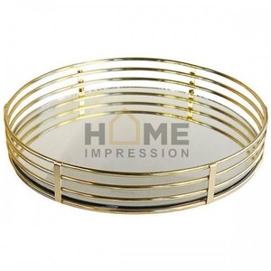 Espejo de vidrio transparente y bandeja de forma rectangular chapada en oro fundido de aluminio Bandeja superior Todas las ocasiones de temporada Bandejas de artículos de regalo - Product Image 2