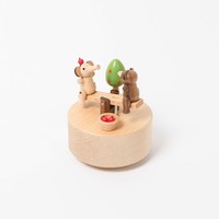 Boîte à musique artisanale en bois, balançoire à manivelle ronde, design rotatif de dessin animé