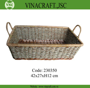 New Model Natural Seagrass Storage <b>Basket</b> Woven <b>Wicker</b> with Steel Frame for Clothing <b>Laundry</b> Sustainable and Boxed for Stocked - Product Image 5