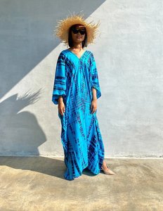 2022 femmes cravate teinture caftan robe 100% coton doux fleuri respirant parole longueur manches longues naturel été plage couvertures - Product Image 5