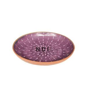 Plat de service décoratif en émail écologique en bois fait à la main arrondi pour assiette de chargeur - Product Image 1