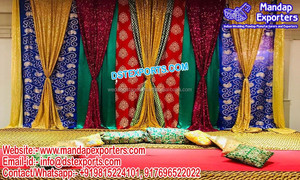 Zari telón de fondo cortinas para Sangeet ceremonia hermosa Sangeet ceremonia etapa telón de fondo cortinas Punjabi Mehndi etapa Bacdrops - Product Image 6