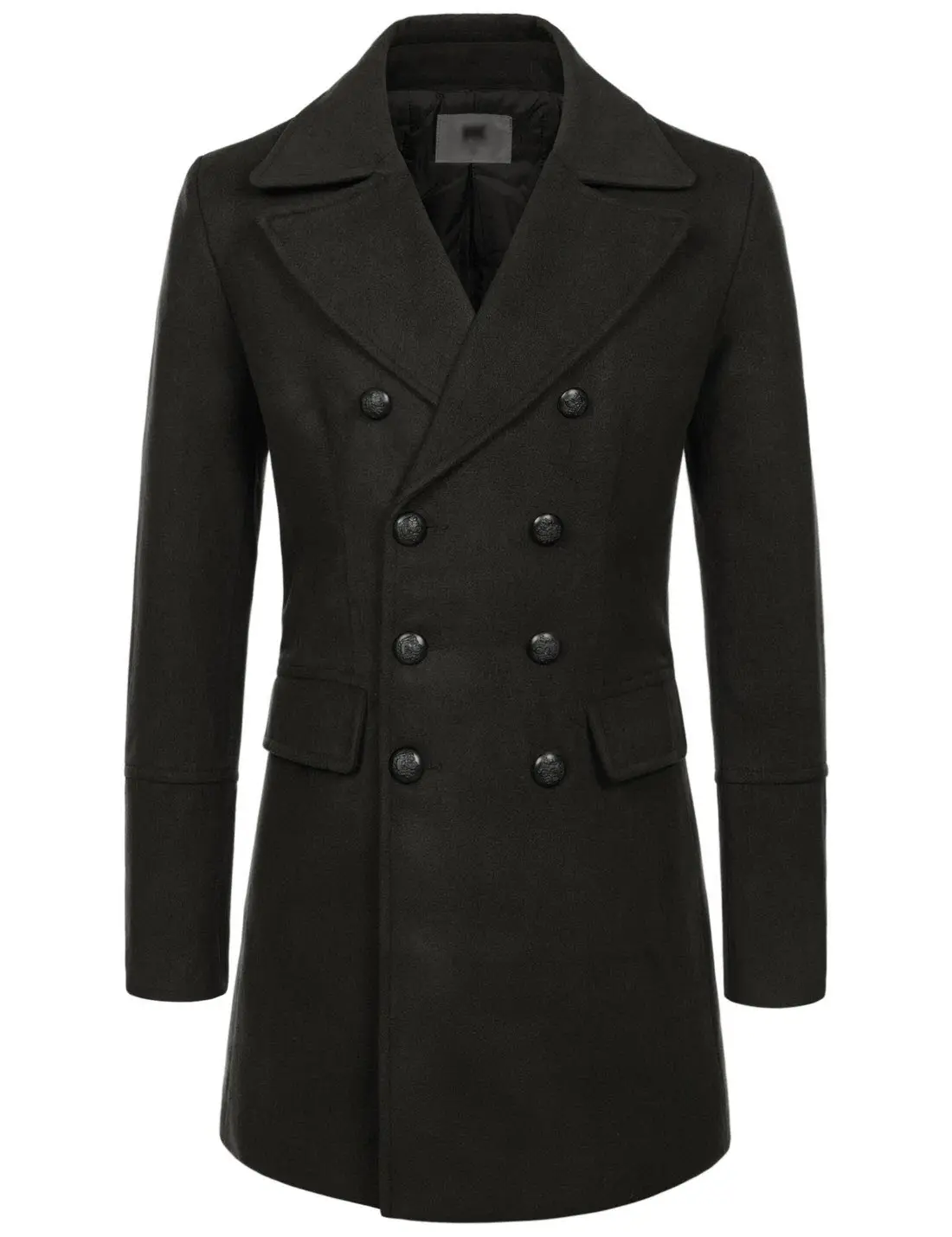 Classical New Men Fashion Coats Wool Long men Coat Autumn and winter season men's woolen coat mid best quality black color