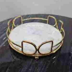 Bandeja de cristal con espejo de metal decorativo para el hogar bandeja de espejo decorativa de lujo para fiesta de boda y restaurante bandeja con acabado de mango dorado - Product Image 4