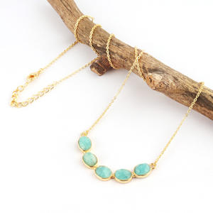 Collar de amazonita natural con forma ovalada para mujer, colgante, cadena ajustable, joyería - Product Image 3