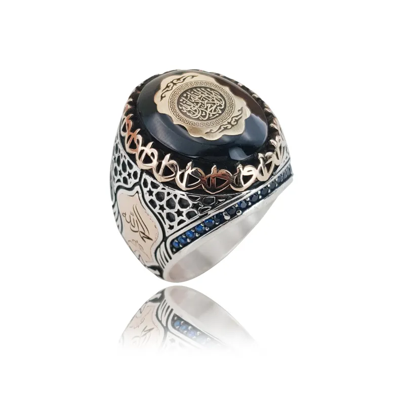 925 Sterling Zilver Islamitische Turkse Mannen Ring Originele Hot Selling Ringen Antiek Zilver Mannen Ring Vintage Sieraden