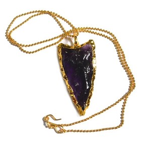 Wholesaler of Amethyst Glass Electroplated Arrowheads Necklace : Glass Electroplated Arrowheads Necklace for Sale - Product Image 1
