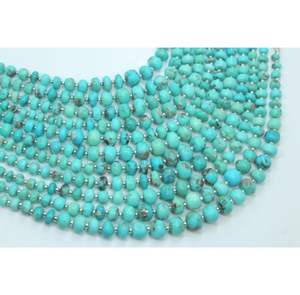 ลูกปัดสีเทอร์ควอยซ์ Arizona ขนาด8นิ้วประดับอัญมณีธรรมชาติทรงกลมเรียบลูกปัดทำหิน - Product Image 4