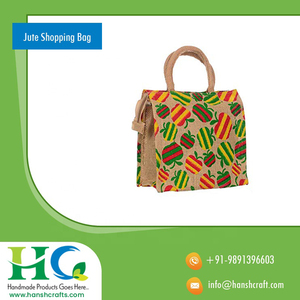 Sac à provisions en jute biodégradable de qualité supérieure fait à la main en Inde avec poignée zippée créateur fantaisie pour une utilisation polyvalente - Product Image 4