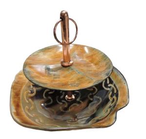 Factory Supplier Eco-Friendly Modern Polished Salad Bowl Set Horn and <b>Metal</b> Carton <b>Packaging</b> Two Tier Food Serving Stand - Product Image 1