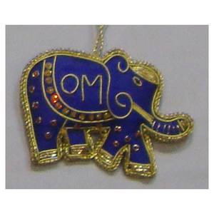 Zari Embroidery <b>Elephant</b> Shape Christmas Hanging <b>Ornament</b> - Product Image 1