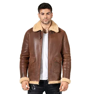 Neue Ankunft Mode Winter Aviator Fly Leder Bomber B-3 Lederjacke Bomber jacke Kunst pelz Lederjacke Für Herren