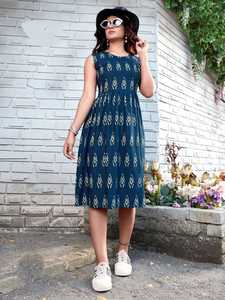 ใหม่สไตล์ตะวันตกสั้น Rubi ผ้าฝ้าย Kurti กับการพิมพ์ดิจิตอลหนึ่งชิ้นสั้น Kurti ตั้งนกแก้วสีเขียวโดยการส่งออกพระราช - Product Image 6