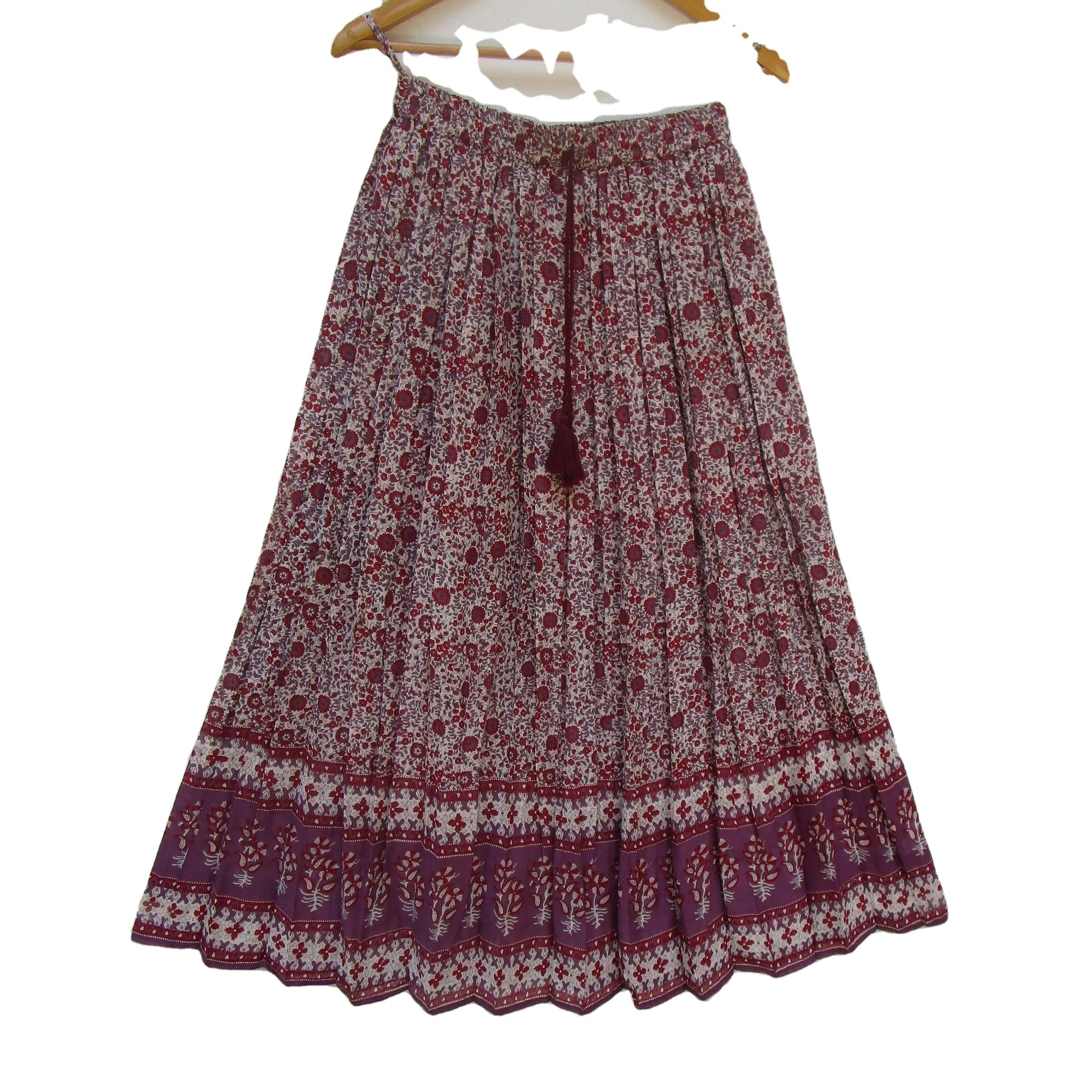 Cotton bohemian look long vintage maxi skirts - broomstick style maxi skirts - summer wear skirts