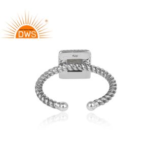 Bague ouverte en argent massif 925 avec perle blanche naturelle, anneau torsadé, ouvert, carré, bijoux, vente en gros - Product Image 4